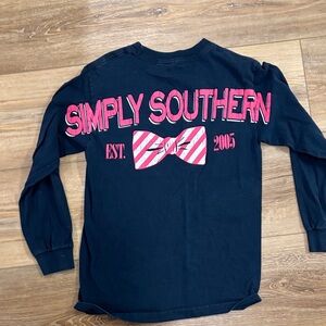 Simply Southern Kids Long Sleeve Tee - Black with Pink Bow